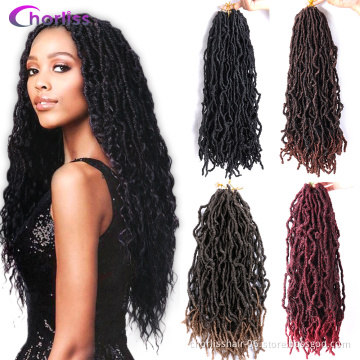 Wholesale Bobbi Boss Nu Locks Twist Crochet Wavy Pre Stretched Faux Locs Synthetic Braiding Hair Attachment For Braids